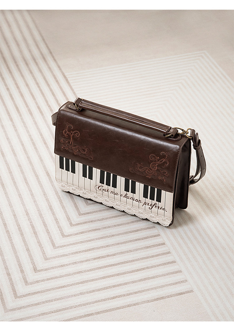 Vintage Piano Shaped Embroidery Lace Backpack