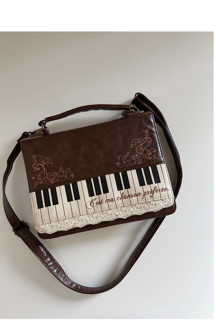 Vintage Piano Shaped Embroidery Lace Backpack