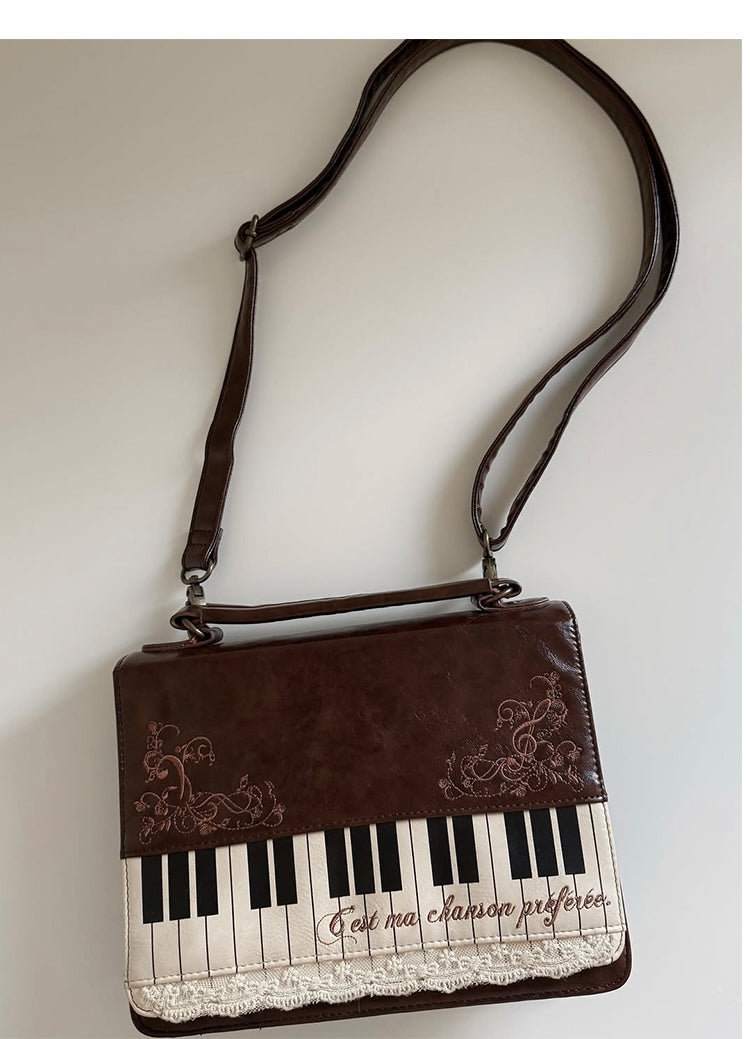 Vintage Piano Shaped Embroidery Lace Backpack