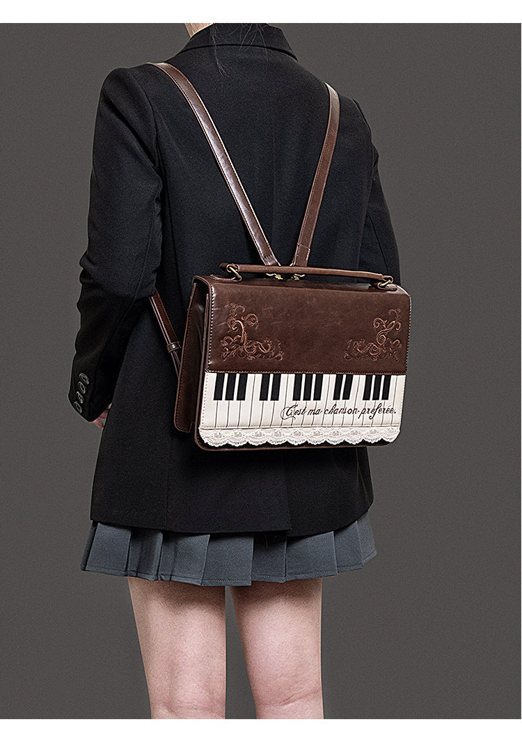 Vintage Piano Shaped Embroidery Lace Backpack