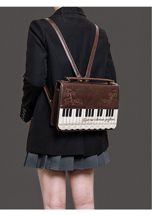 Vintage Piano Shaped Embroidery Lace Backpack