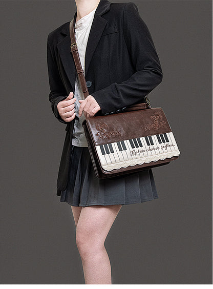 Vintage Piano Shaped Embroidery Lace Backpack