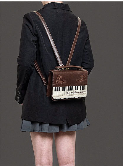 Vintage Piano Shaped Embroidery Lace Backpack