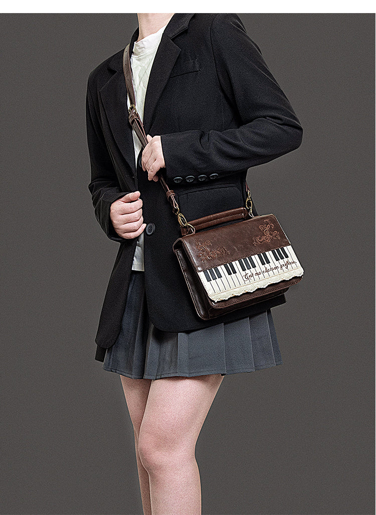 Vintage Piano Shaped Embroidery Lace Backpack