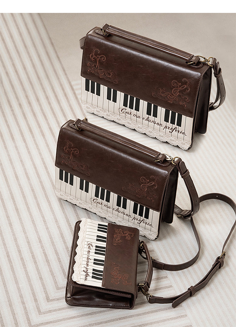 Vintage Piano Shaped Embroidery Lace Backpack