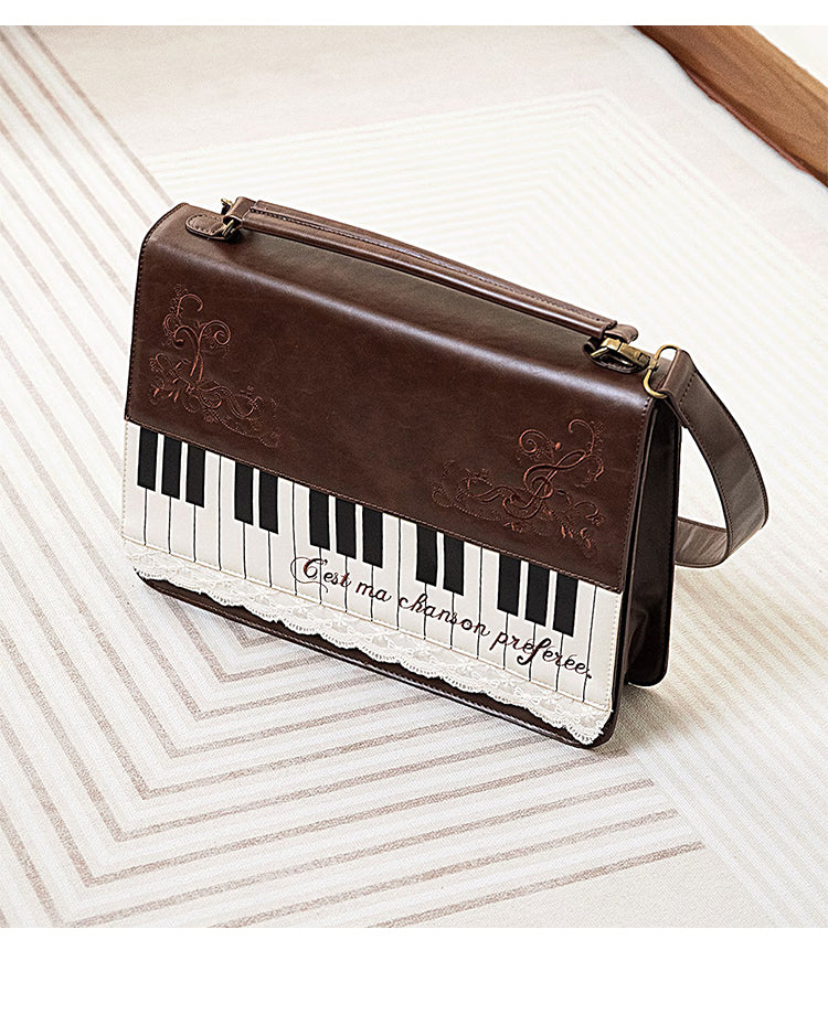 Vintage Piano Shaped Embroidery Lace Backpack