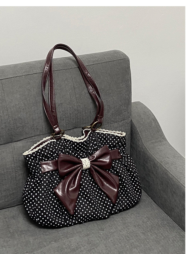 Vintage Polka Dot Bow Shoulder Bag | Bag | Three Fleas