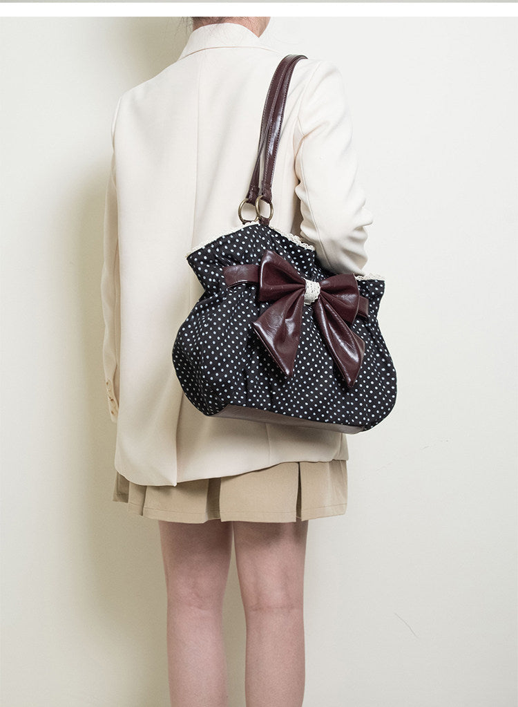 Vintage Polka Dot Bow Shoulder Bag | Bag | Three Fleas