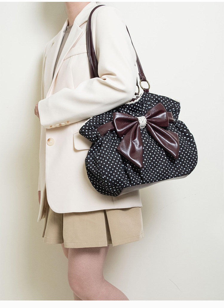 Vintage Polka Dot Bow Shoulder Bag | Bag | Three Fleas