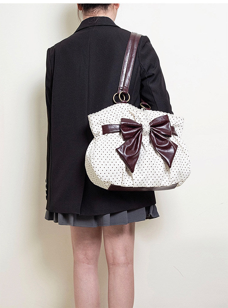 Vintage Polka Dot Bow Shoulder Bag | Bag | Three Fleas