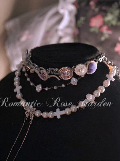 Violet Heart Snake Double Strand Choker