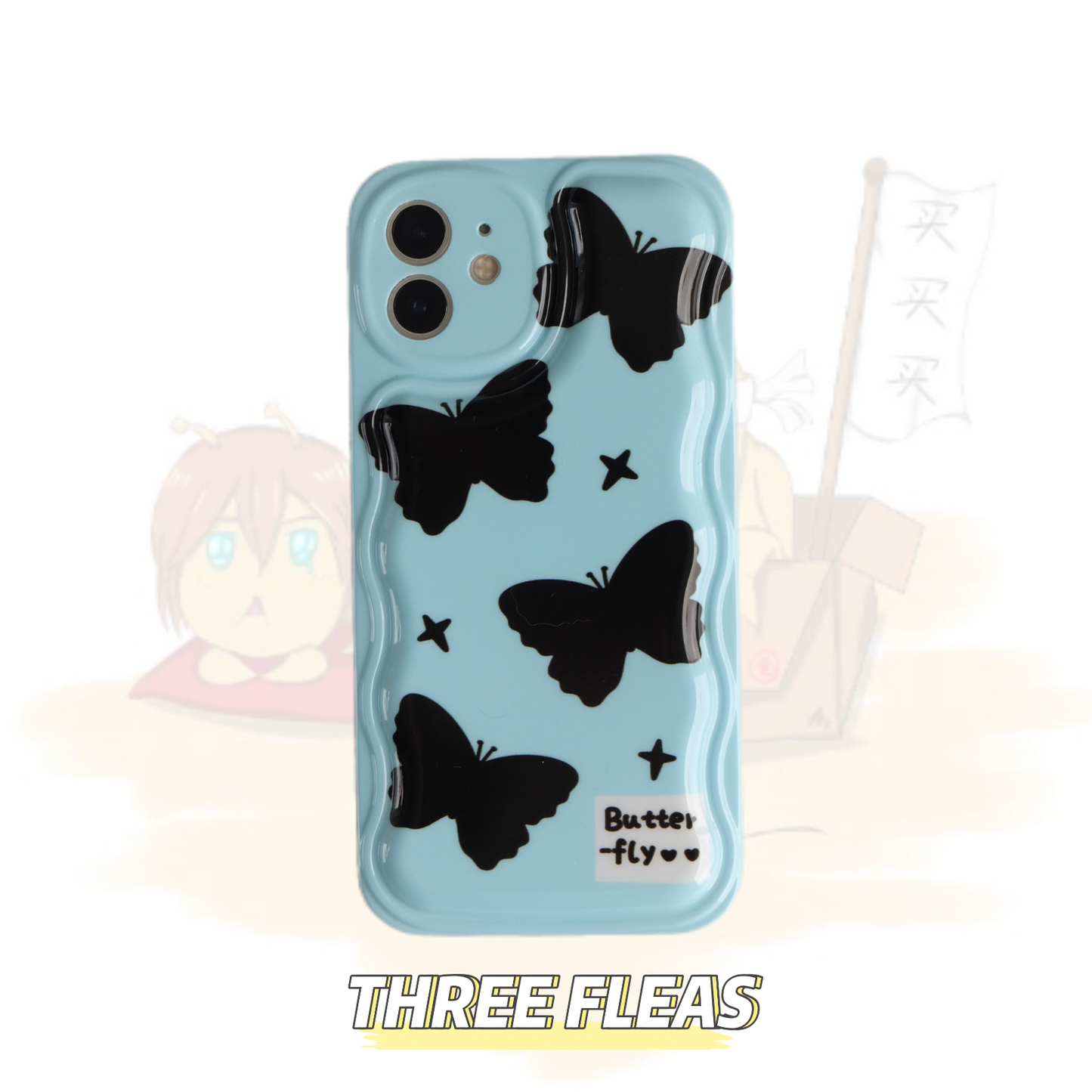 Wave Blue Butterfly Printed Phone Case