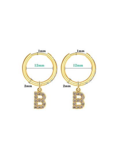 Letter Earrings,A pair of golden letters [Note letters],Lumivault.