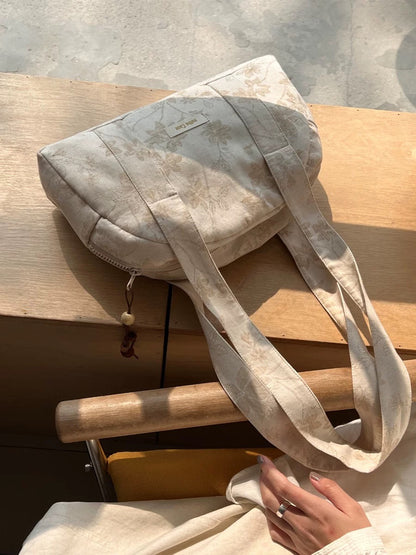 White Jacquard Boston Bag