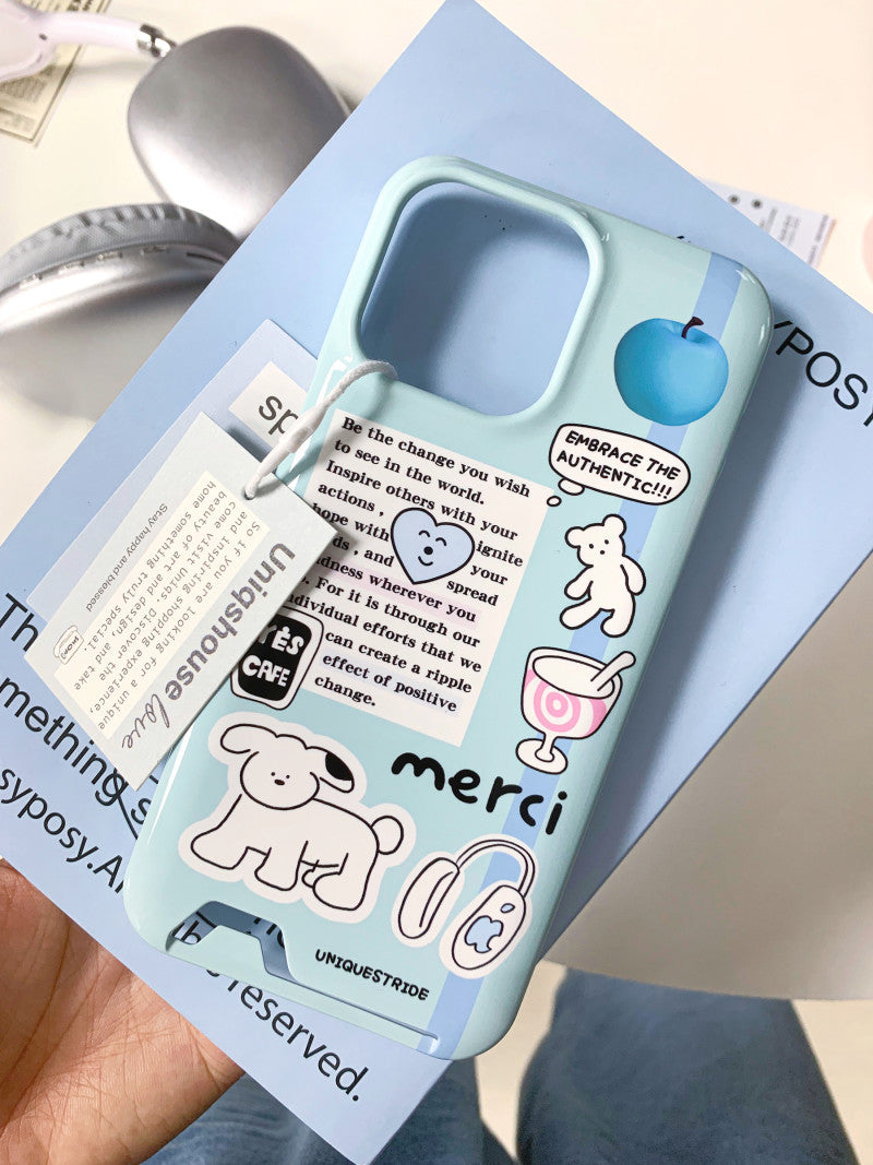 White Puppy Printed Card Holder Phone Case