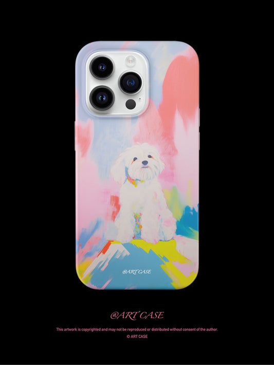 White Puppy Printed Double Layer Phone Case