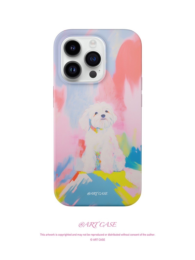 White Puppy Printed Phone Case