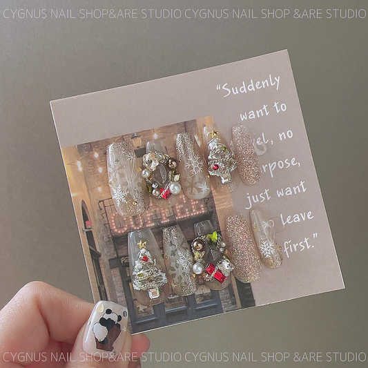 White Xmas Luxury Press On Nails Set