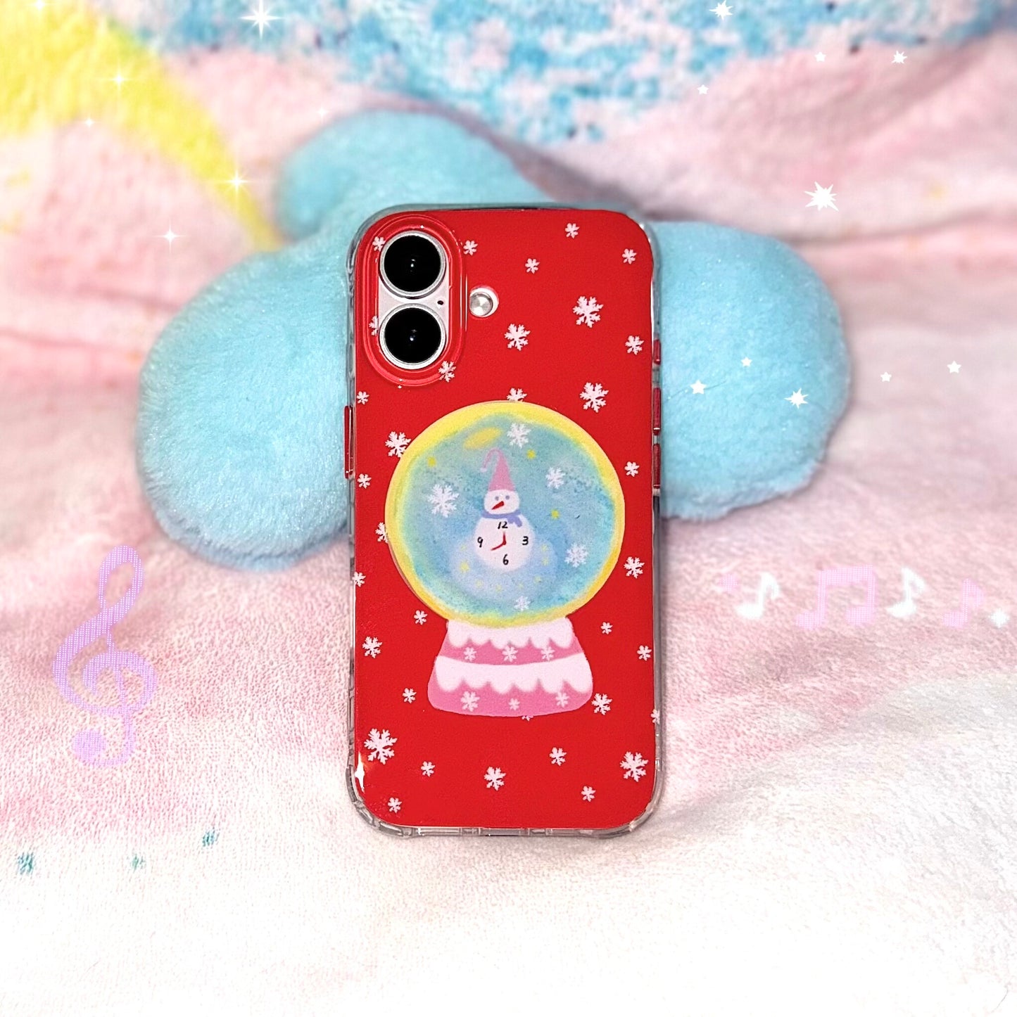 Winter Clock Snowman Phone Case: Festive Red Magnetic IMD Case