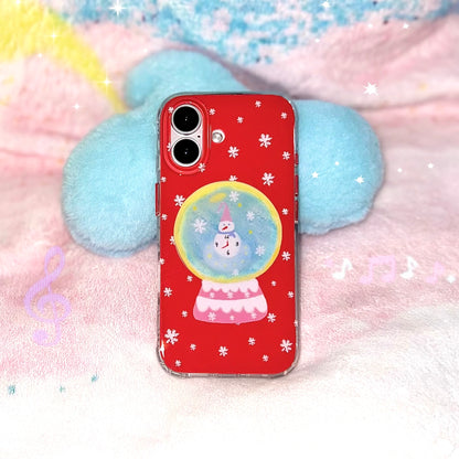 Winter Clock Snowman Phone Case: Festive Red Magnetic IMD Case