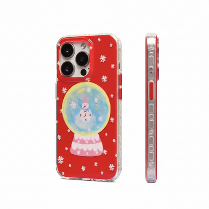 Winter Clock Snowman Phone Case: Festive Red Magnetic IMD Case