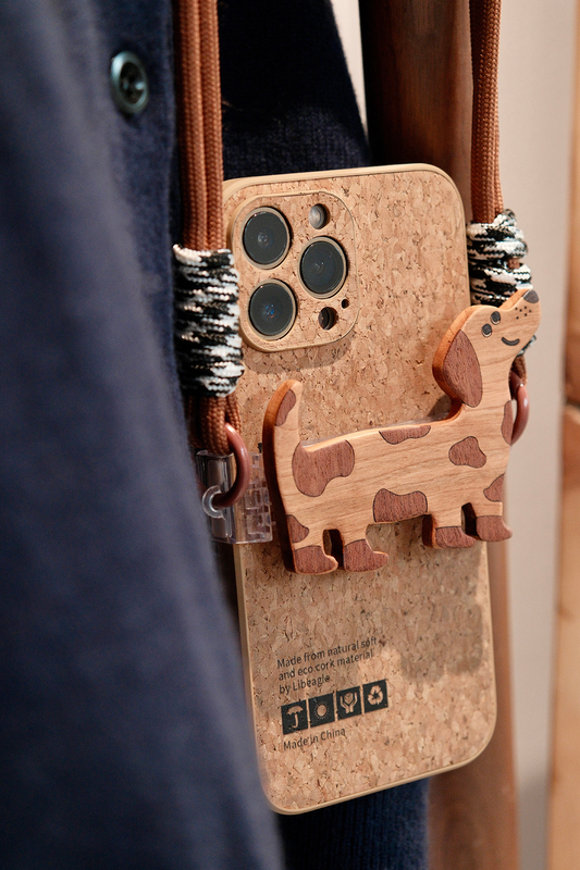Wooden Puppy Phone Case Back Clip