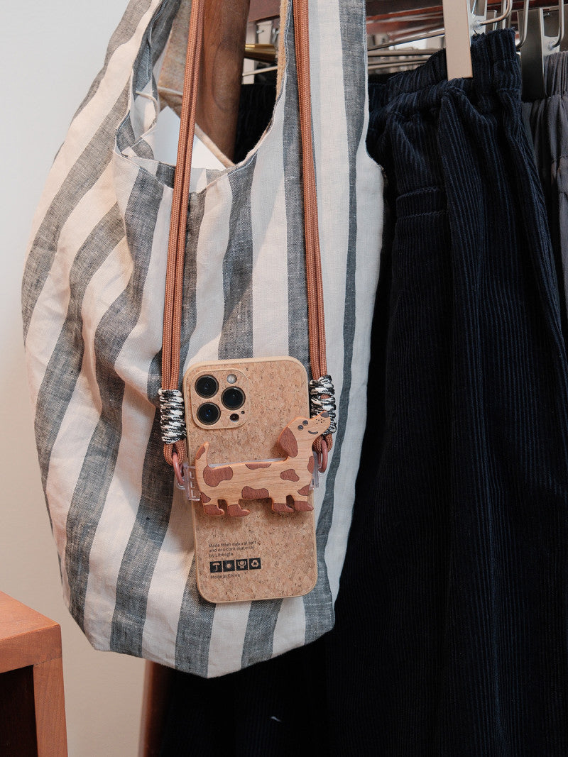 Wooden Puppy Phone Case Back Clip