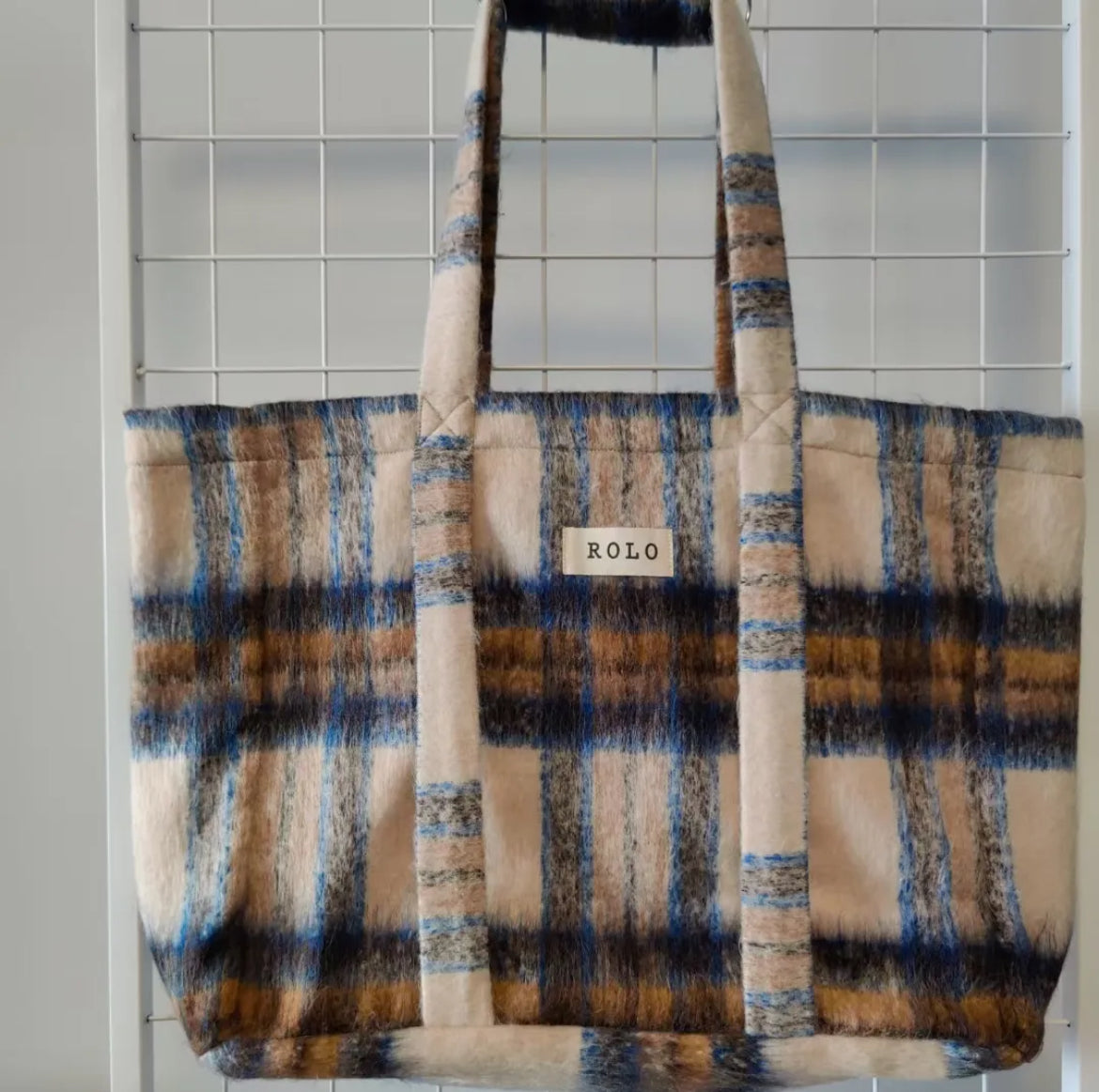 Woolen Plaid Tote Bag