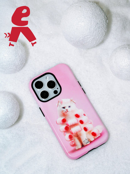 Xmas Pink Cat Double Layer Phone Case