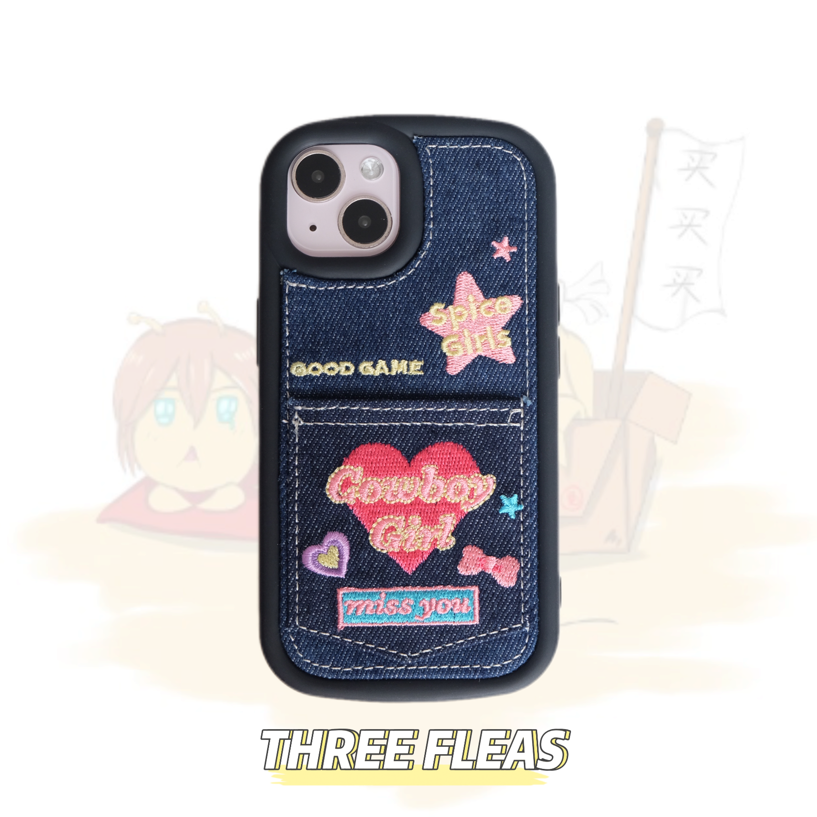 Y2k Embroidered Card Holder Phone Cases | iPhone Accessories