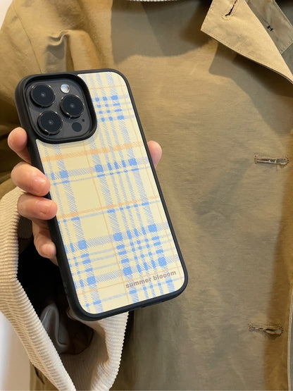 Yellow Blue Plaid printed Phone Case