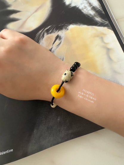 Yellow Jade Peace Buckle Beaded Bracelet