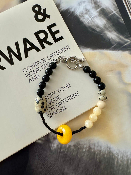Yellow Jade Peace Buckle Beaded Bracelet