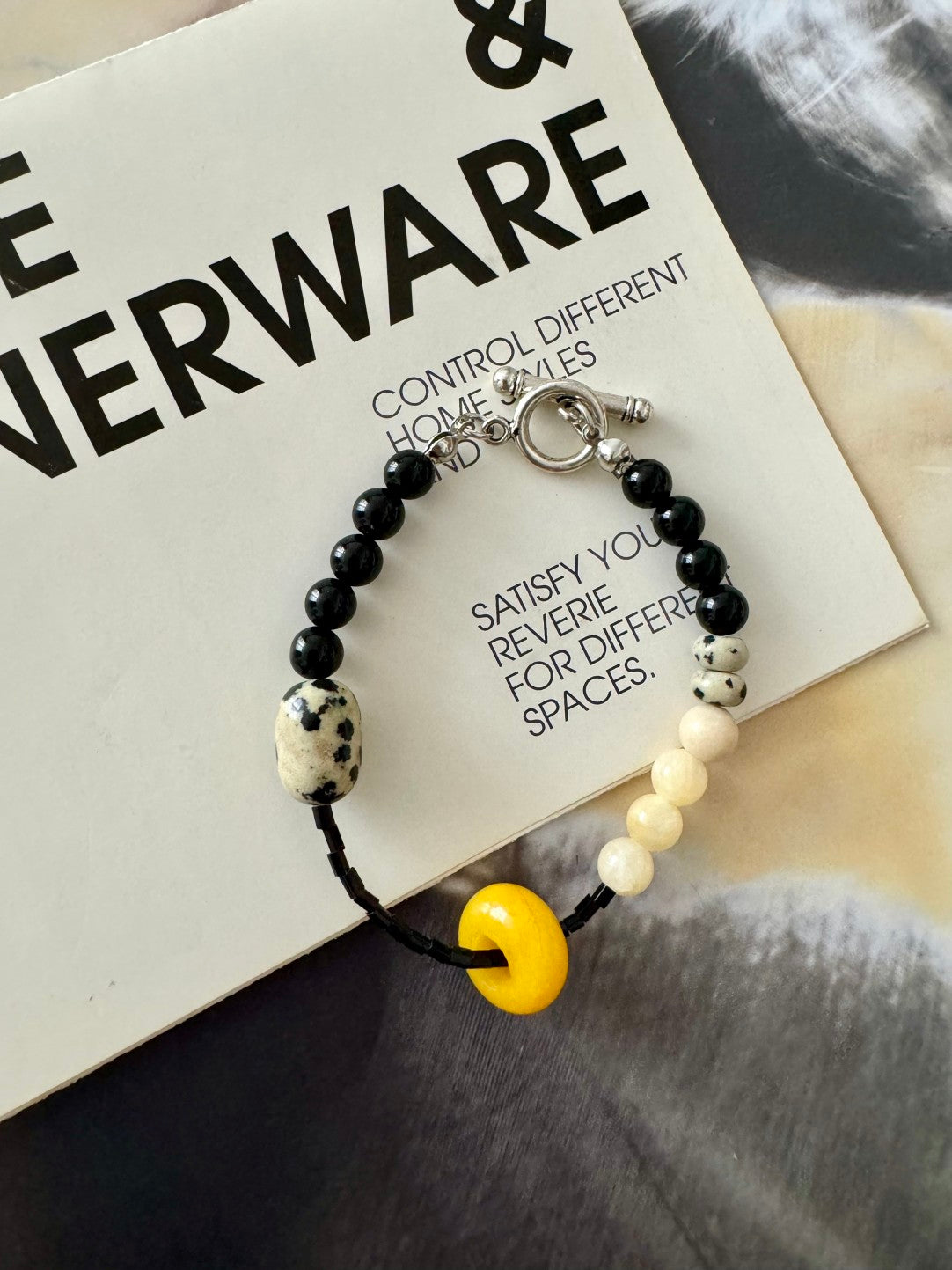 Yellow Jade Peace Buckle Beaded Bracelet