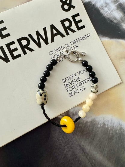 Yellow Jade Peace Buckle Beaded Bracelet