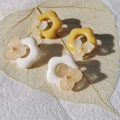 Yellow Resin Flower Earrings