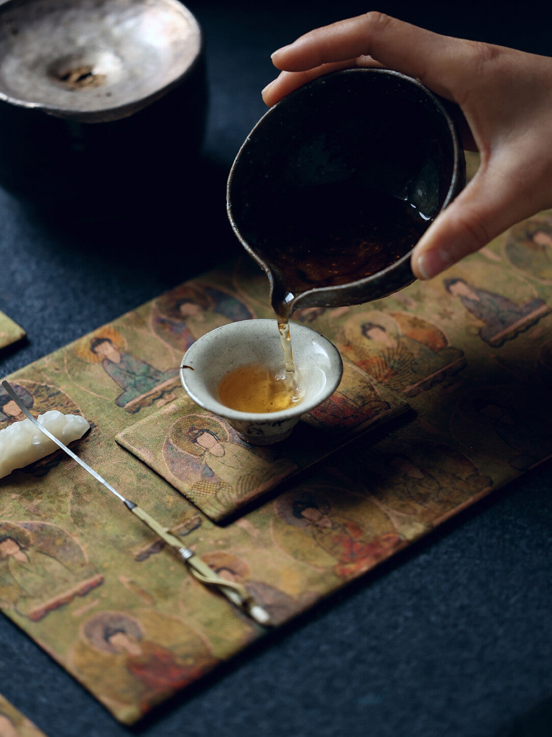 [Chinoiserie] Zen-Inspired Buddhist Tea Table Silk Mat Set