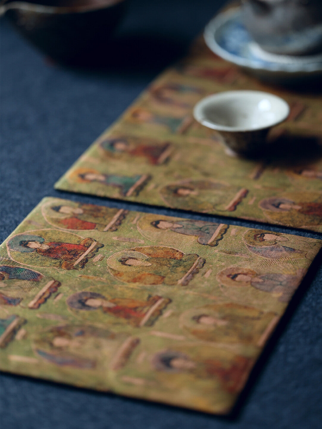 [Chinoiserie] Zen-Inspired Buddhist Tea Table Silk Mat Set