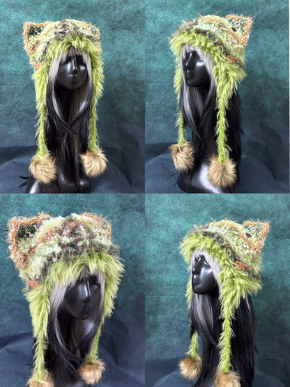 Sweet Animal Ear Pom-Pom Crochet Hat