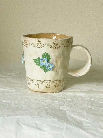 Blue Flower Hand-Painted Ceramic Plate