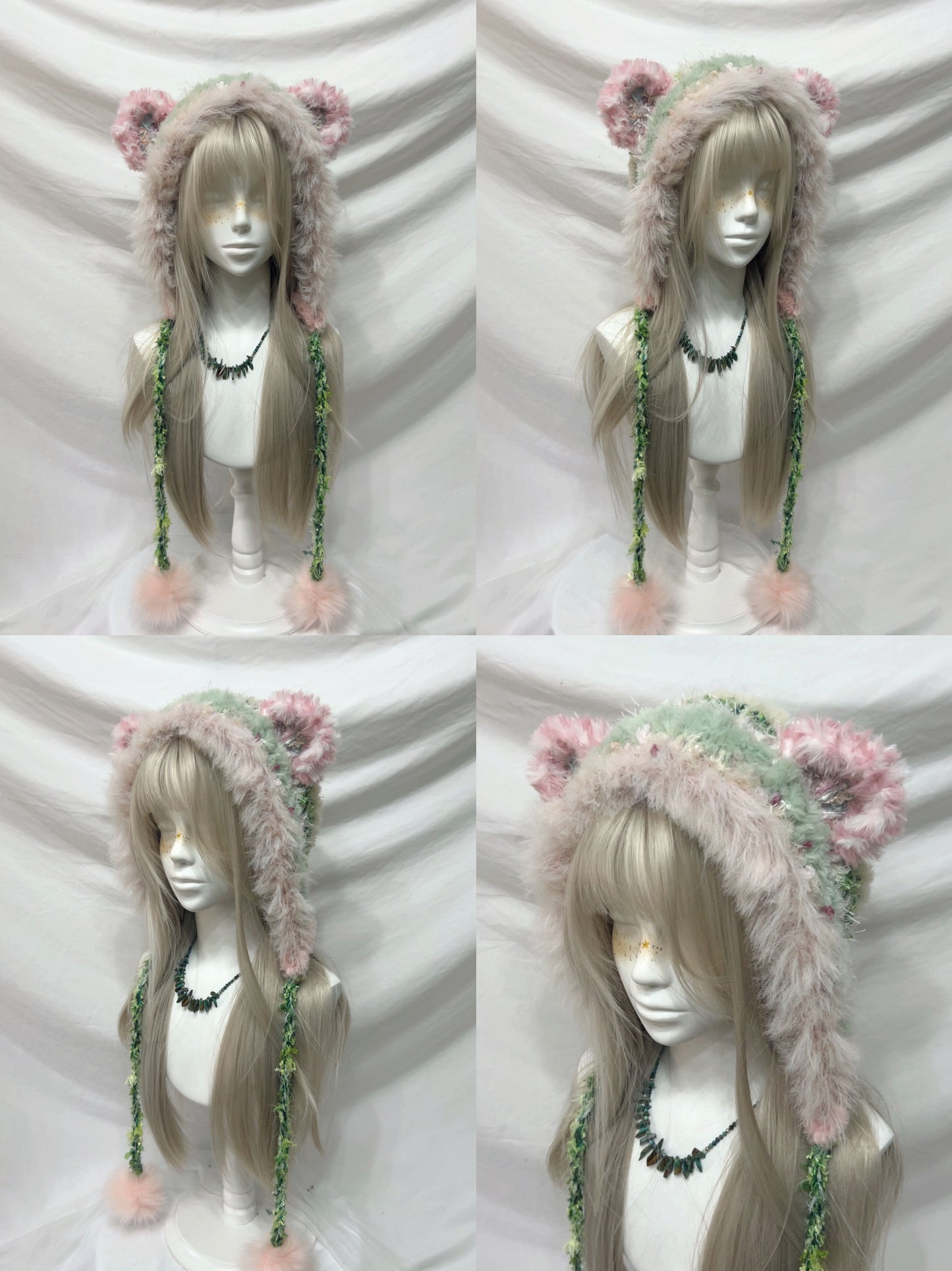 Cute Animal Ear Pom-Pom Crochet Hat