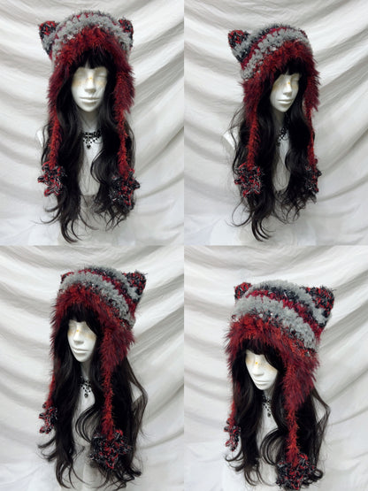 Animal Ear Pom-Pom Crochet Hat
