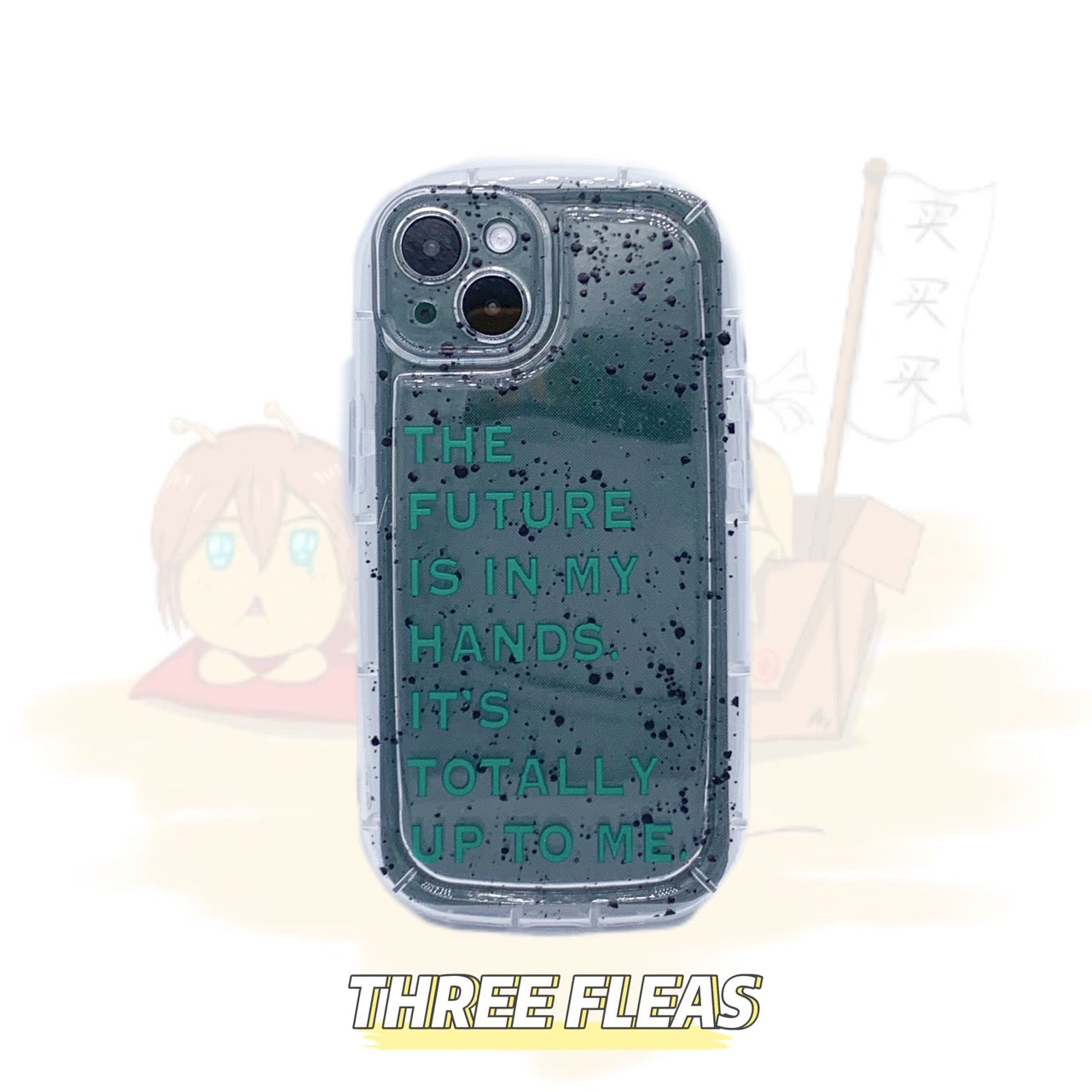 Ink Dot Green Text Clear Phone Case