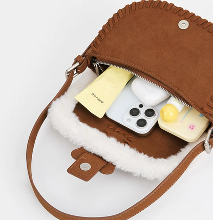 Vanwalk Cocoapie Retro Plush Crescent Bag