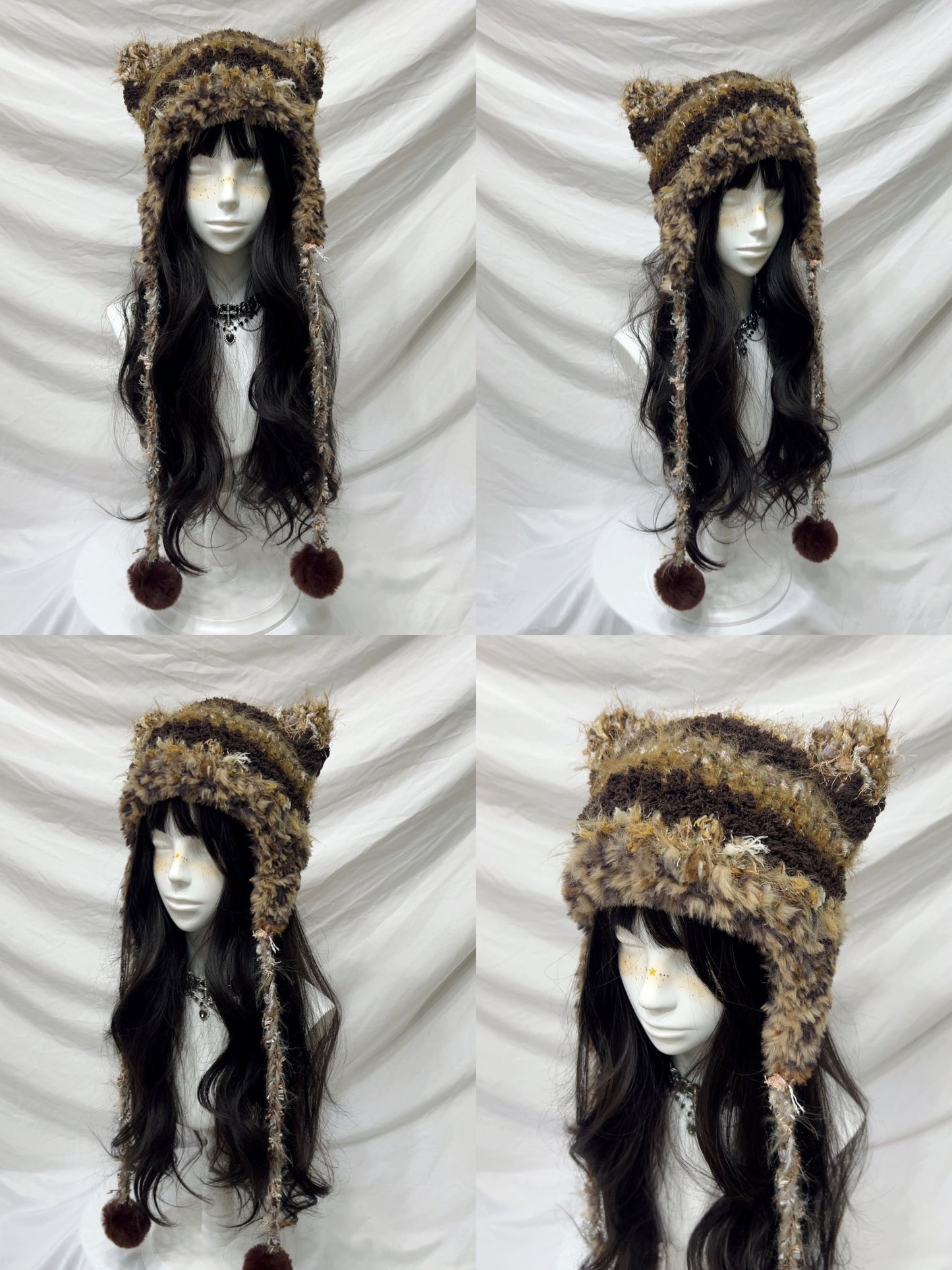 Animal Ear Pom-Pom Crochet Hat