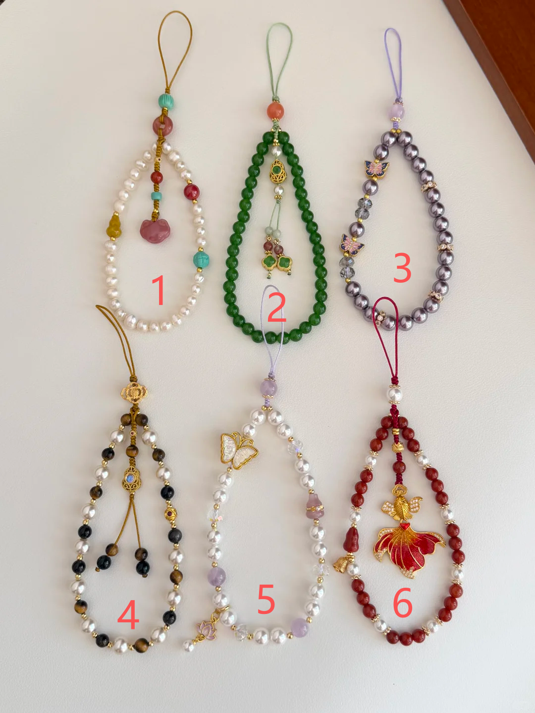 Chinoiserie Handcraft Beaded Phone Charm | Phone Holders/Stands/Charm | Three Fleas