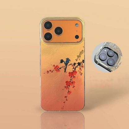 Chinoiserie Magpie & Plum Blossom Laser Metallic Phone Case-YX