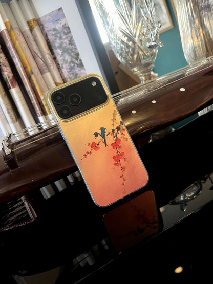 Chinoiserie Magpie & Plum Blossom Laser Metallic Phone Case-YX
