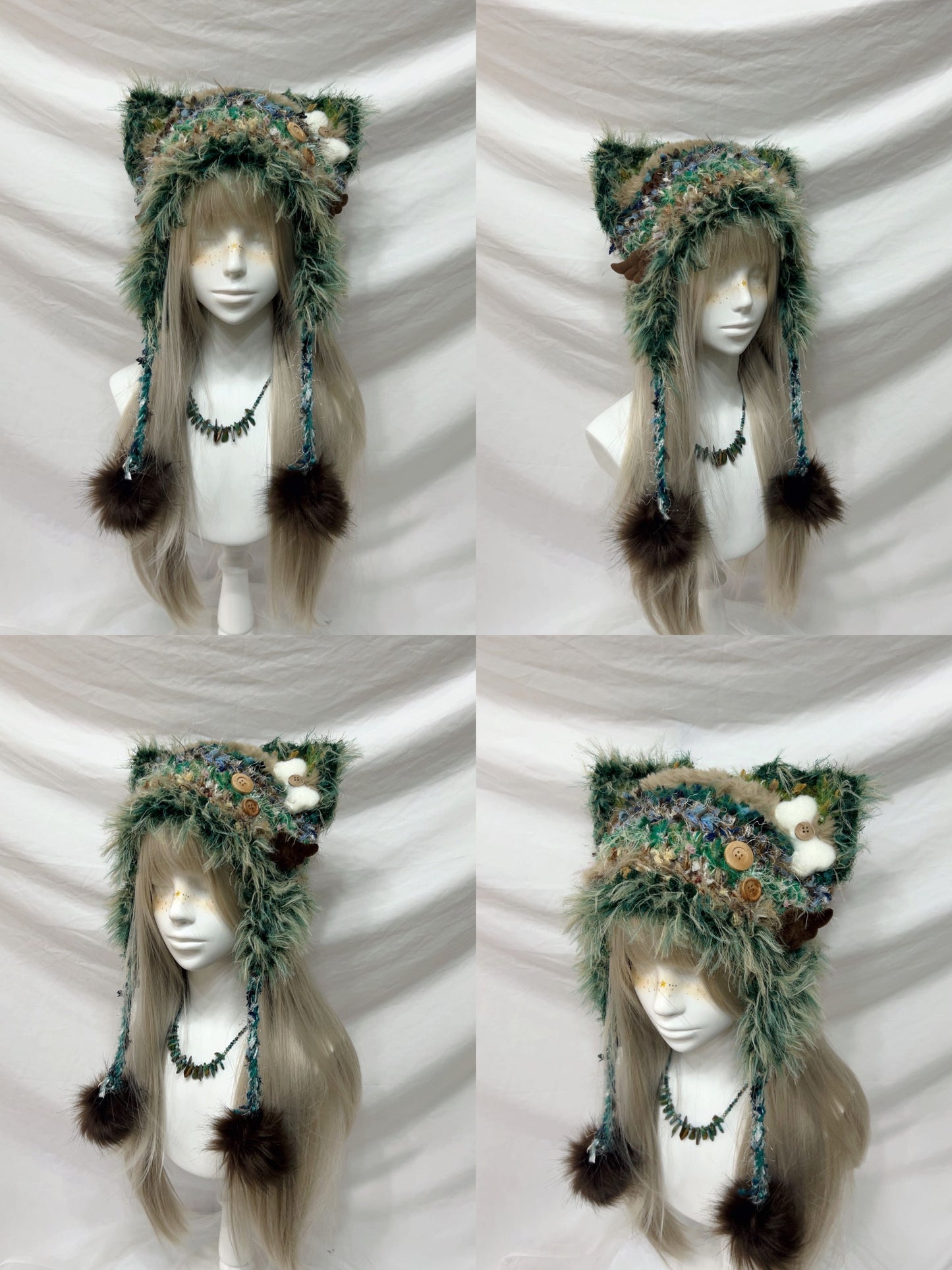 Cute Animal Ear Pom-Pom Crochet Hat