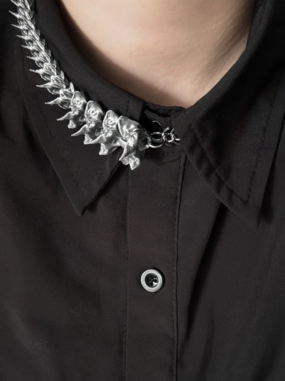 Twin Vertebrae Necklace/Earring Set,Lumivault.